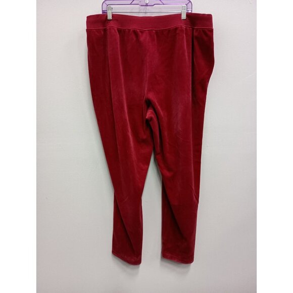 Vintage 90s Just My Size Womens Velvet Pants 22/24 Red Embellished Active - Picture 6 of 9